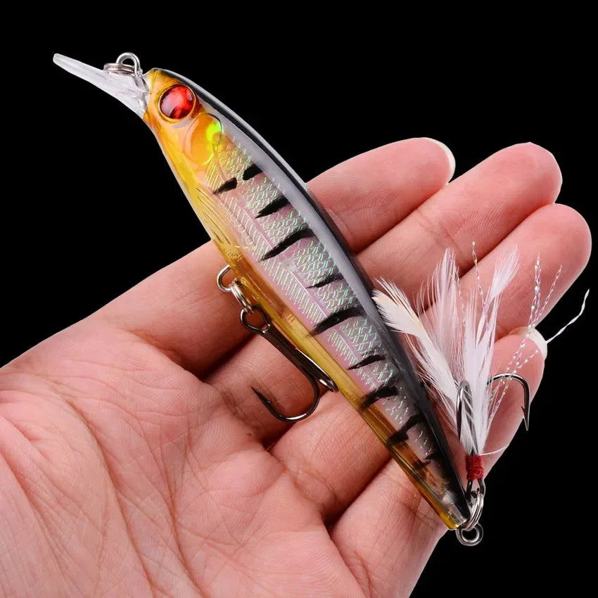 Leurre Pêche Minnow Laser 11cm 13g Poisson Nageur Crankbait Carnassier Brochet Perche Wobbler