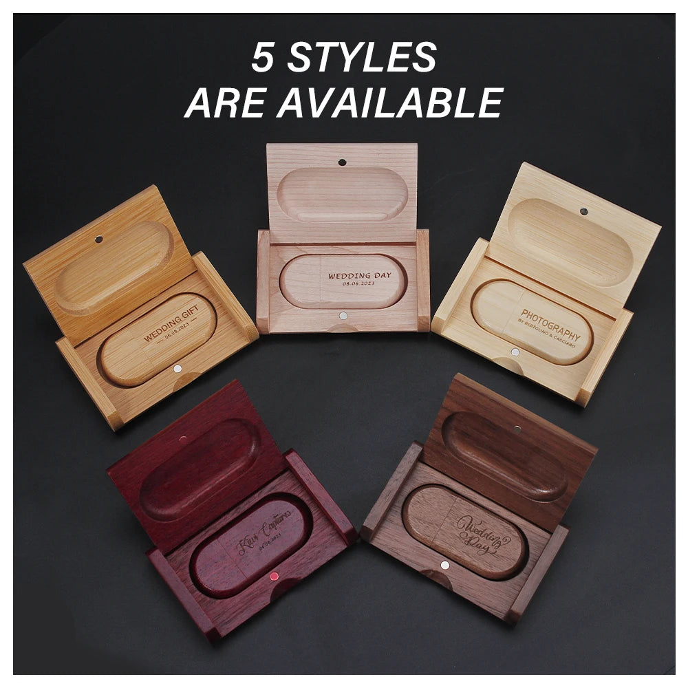 Clé USB 2.0 Bois Personnalisable 4GB 16GB 32GB 64GB avec Boîte Cadeau Mariage Photo