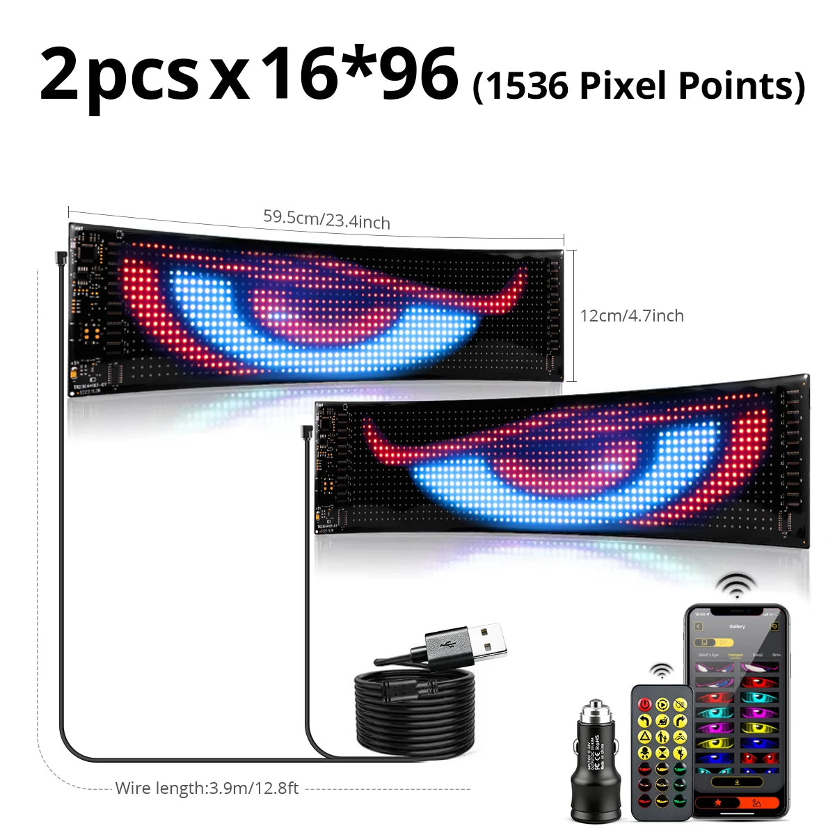 Panneau LED Pixel Flexible USB Bluetooth – Affichage Texte & GIF Personnalisable