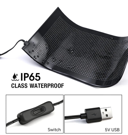 Panneau LED Pixel Flexible USB Bluetooth – Affichage Texte & GIF Personnalisable