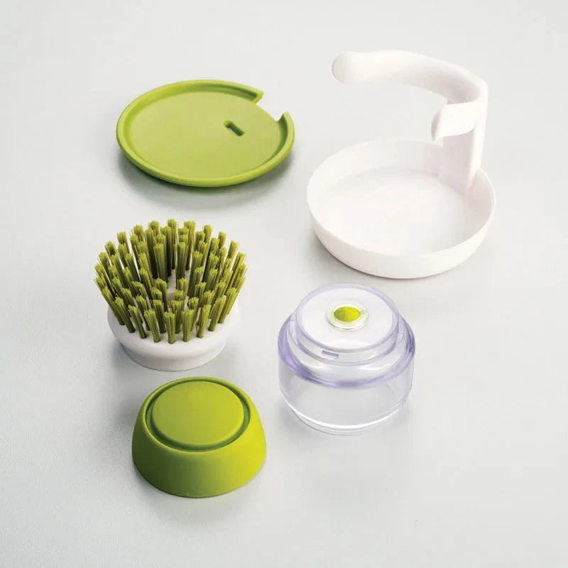 Brosse à Vaisselle avec Distributeur de Savon Intégré – Tête Remplaçable, Support Inclus