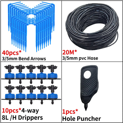 Kit d’Irrigation Goutte-à-Goutte 2 ou 4 Voies – Flèches Drip 3/5mm pour Pot, Jardin et Serre
