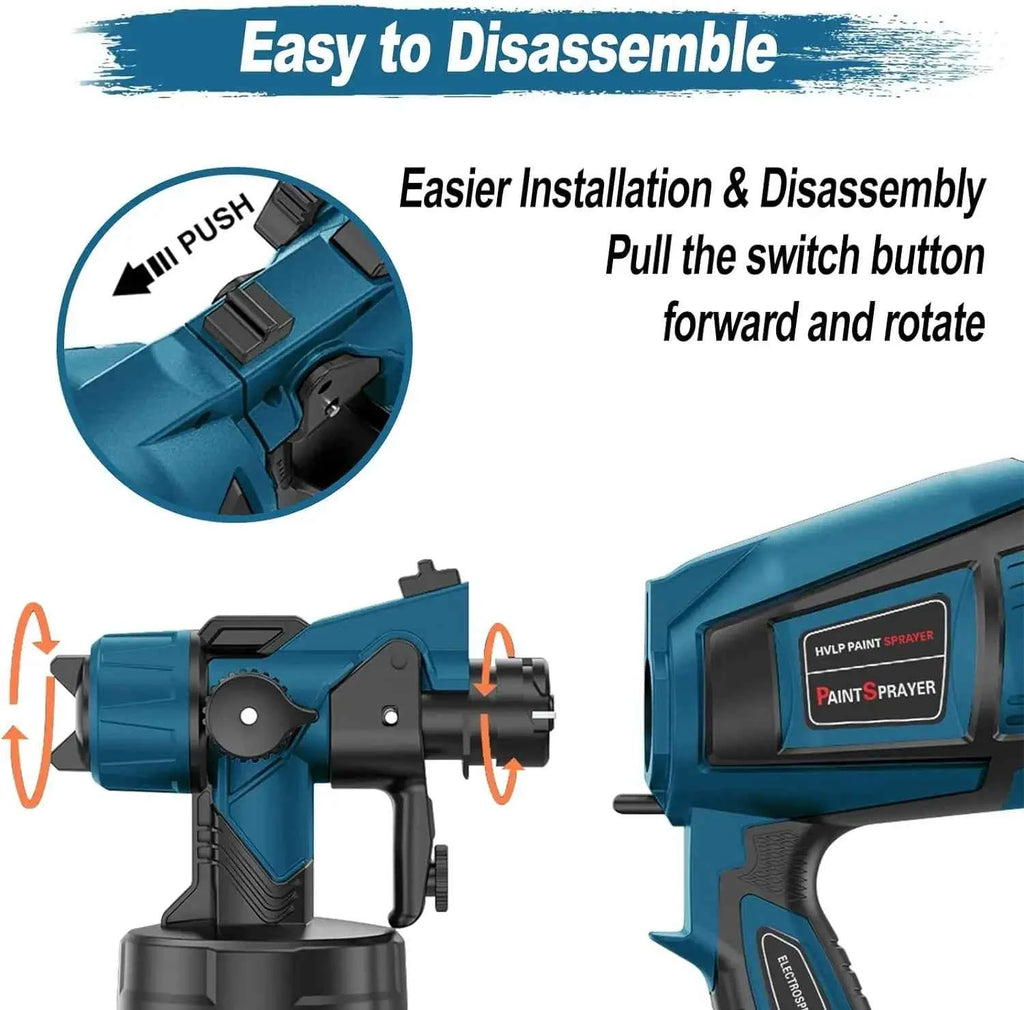 Pistolet à Peinture Électrique 850W HVLP 1400ml 4 Buses Pulvérisateur Professionnel Maison Auto