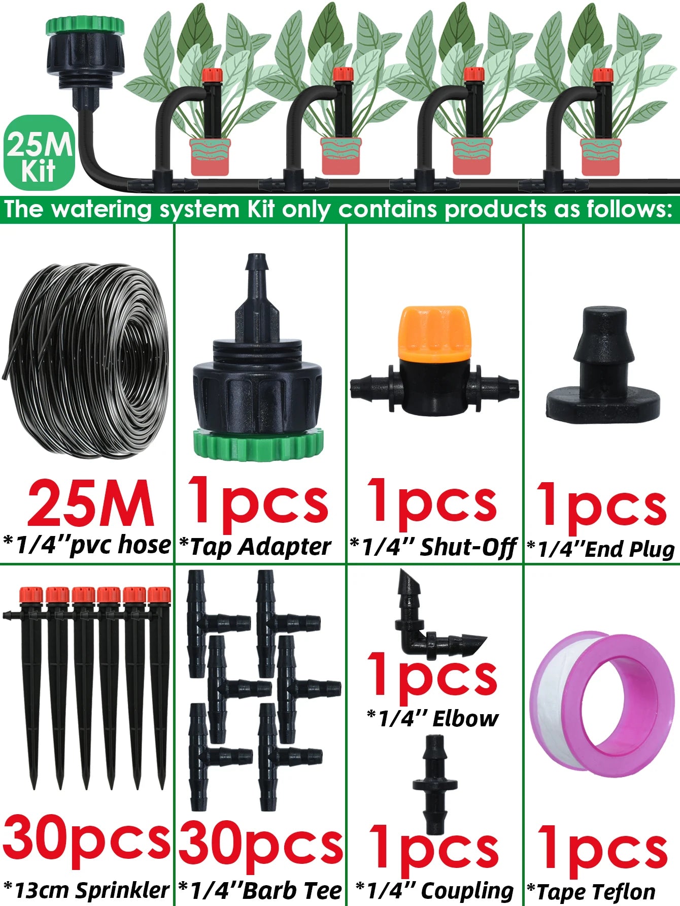 KESLA 5M-50M Automatic Watering Drip Irrigation System Garden Hose DIY Micro Drip Watering Kits w/ Adjustable Sprinkler Dripper