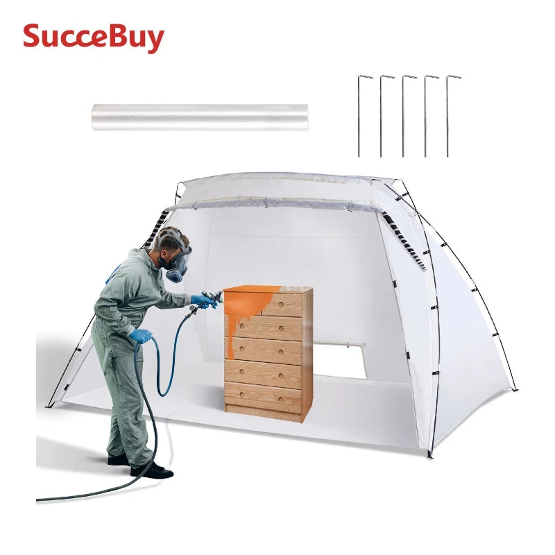 Cabine de Peinture Portable SucceBuy – Tente Pliable Oxford 210D, 2 Tailles, Film Protecteur Inclus