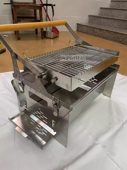 Barbecue à Charbon Rotatif avec Grille Retournable – Démontable | Jardin & Terrasse