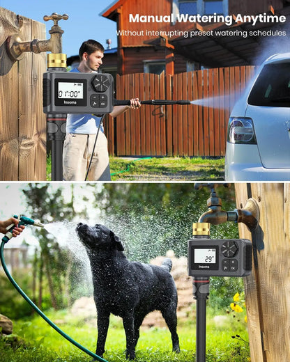 Programmateur d’Arrosage Automatique INSOMA – Minuterie Intelligente IPX5, Raccord Laiton, Écran LCD