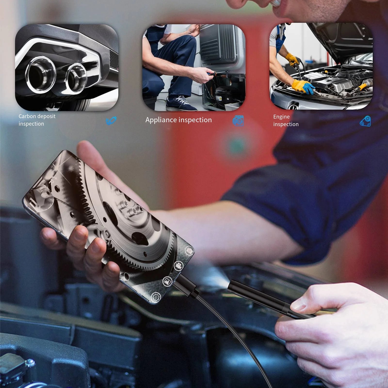 Caméra Endoscope USB-C 7mm IP67 - 6 LEDs Ajustables Inspection Flexible Android PC