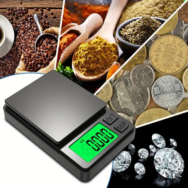 Balance de poche de précision 1000 g x 0,1 g - Balance numérique pour aliments, bijoux et grains avec écran LCD rétroéclairé - Mini balance de voyage 