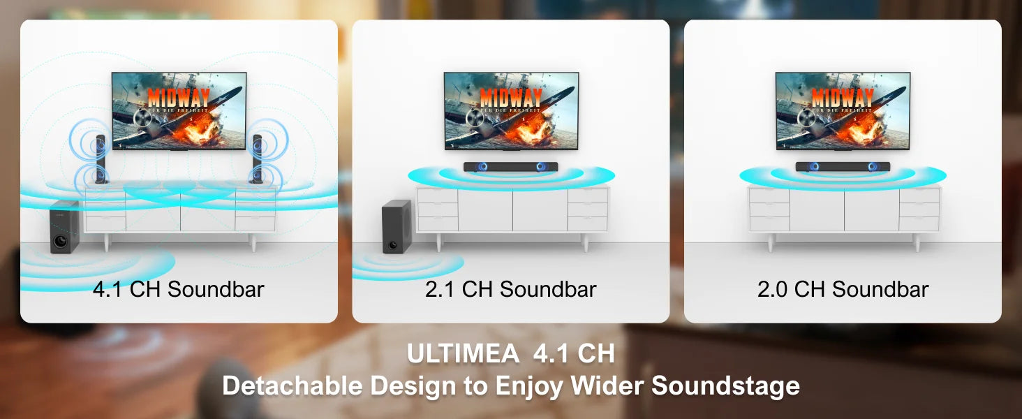 Barre de Son ULTIMEA 200W 4.1CH - Système Home Cinéma Bluetooth avec Subwoofer