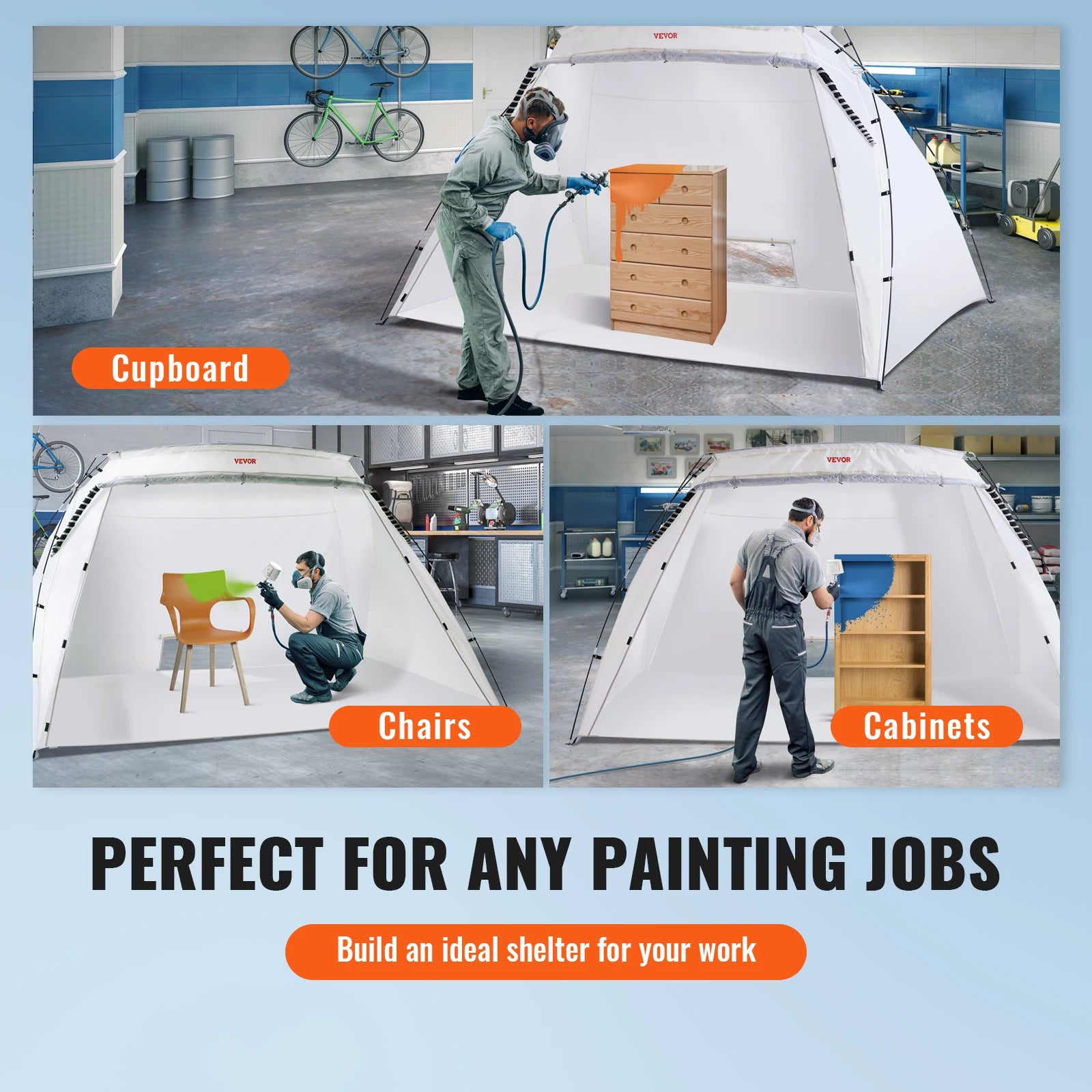 Cabine de Peinture Portable SucceBuy 3x2,1x1,8m - Tente Pulvérisation Pliable Professionnelle