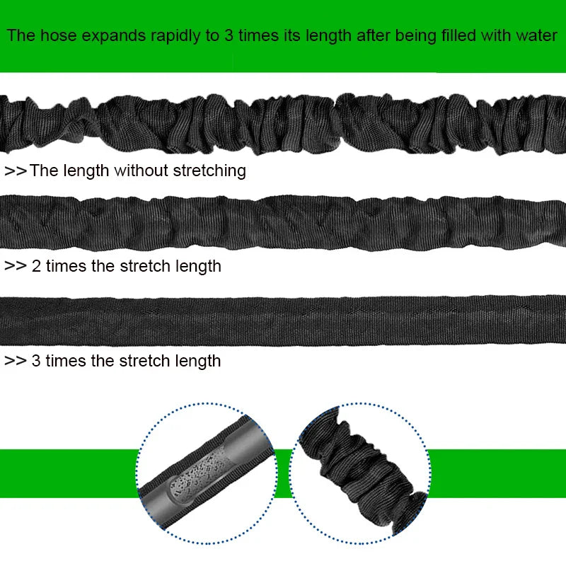 Tuyau d'Arrosage Extensible avec Pistolet Haute Pression 7 Modes