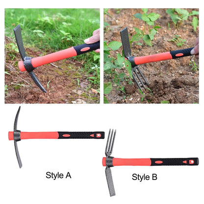 Houe de Jardinage Double Tête en Acier Carbone – Binage, Désherbage & Ameublissement du Sol (2 Styles)