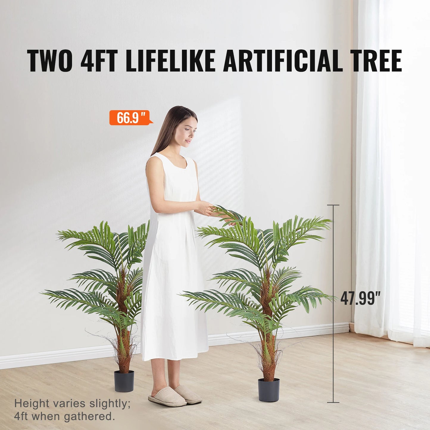 Palmier Artificiel 120/150/180 cm – Fausse Plante en PE, Anti-Basculement, Faible Entretien