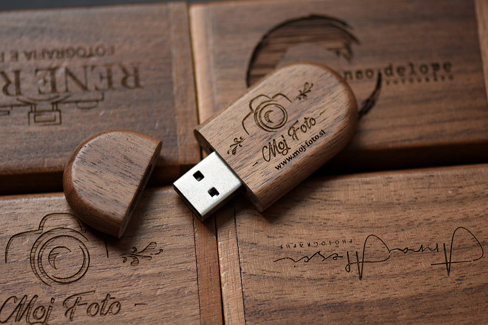 Clé USB 2.0 Bois Personnalisable 4GB 16GB 32GB 64GB avec Boîte Cadeau Mariage Photo