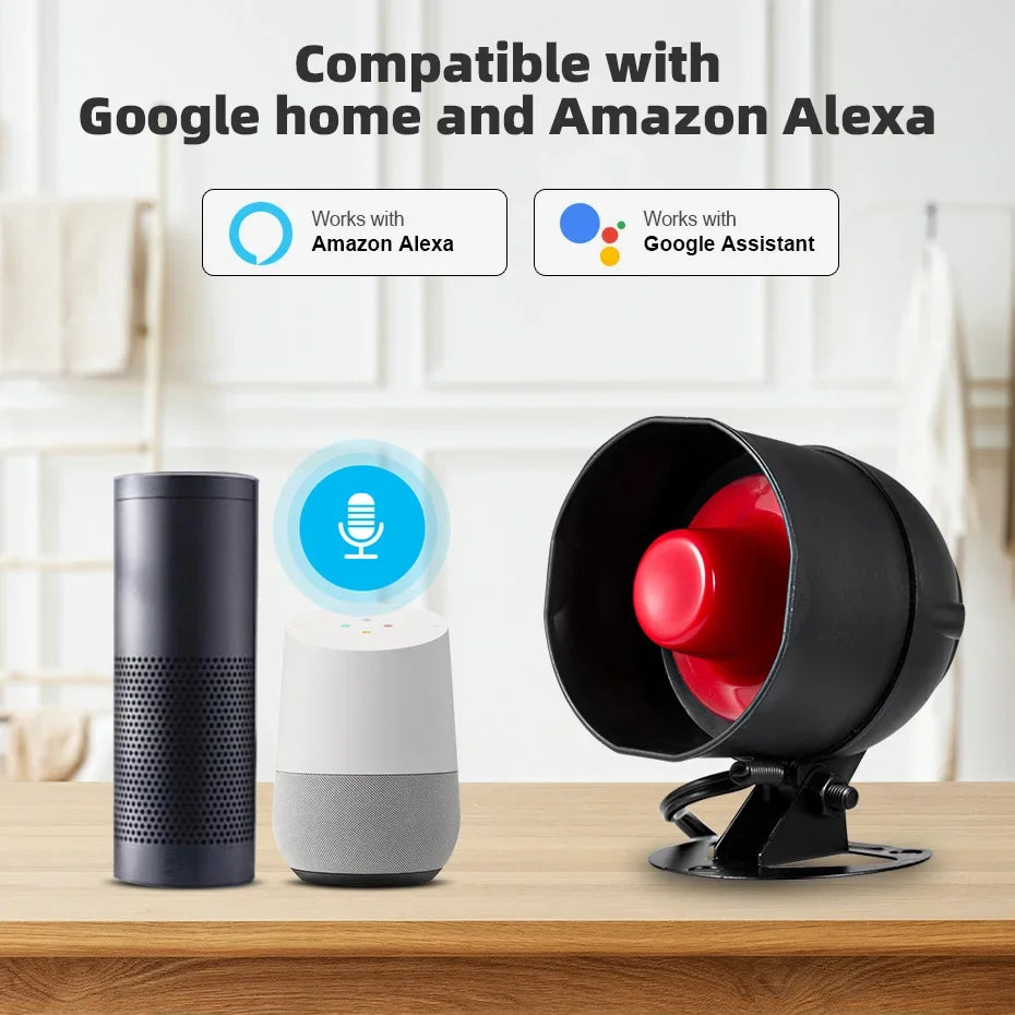 Sirène d'Alarme WiFi KERUI 110dB – Compatible Tuya, Alexa & Google Home, Détecteur de Mouvement