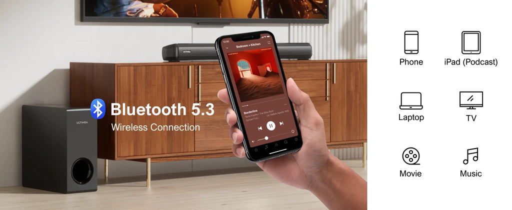 Barre de Son ULTIMEA 200W 4.1CH - Système Home Cinéma Bluetooth avec Subwoofer