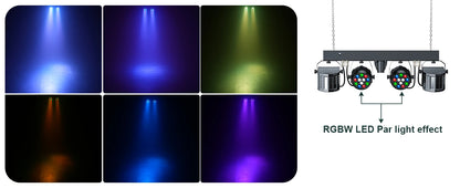 Kit Projecteurs Scène Fieryzeal 60W RGBW – 2 PAR LED + 2 Sabres, DMX512, Télécommande, Prise EU