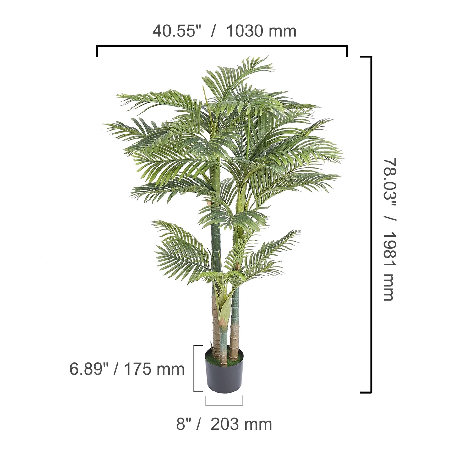 Palmier Artificiel 120/150/180 cm – Fausse Plante en PE, Anti-Basculement, Faible Entretien