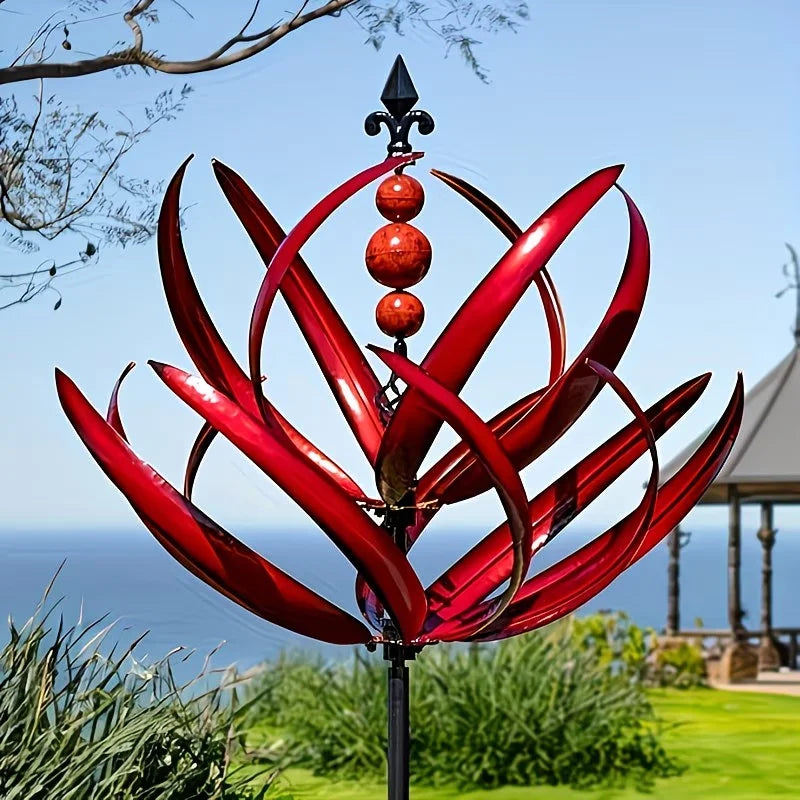 Moulin à Vent Décoratif en Métal – Ornement Rotatif pour Jardin, Terrasse et Balcon