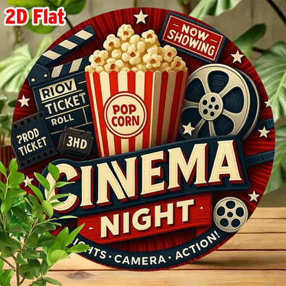 Panneau Mural Métal Rétro « Lights Camera Action » – Décoration Cinéma Vintage