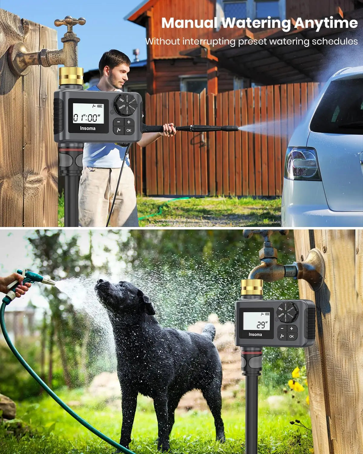 Programmateur d'Arrosage Automatique INSOMA - Minuteur Intelligent LCD Écran pour Jardin et Pelouse