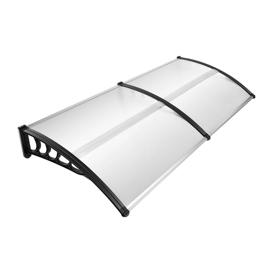 Auvent de Porte Transparent 200x90 cm – Abri Pluie Anti-UV, Polycarbonate, Sans Console Visible