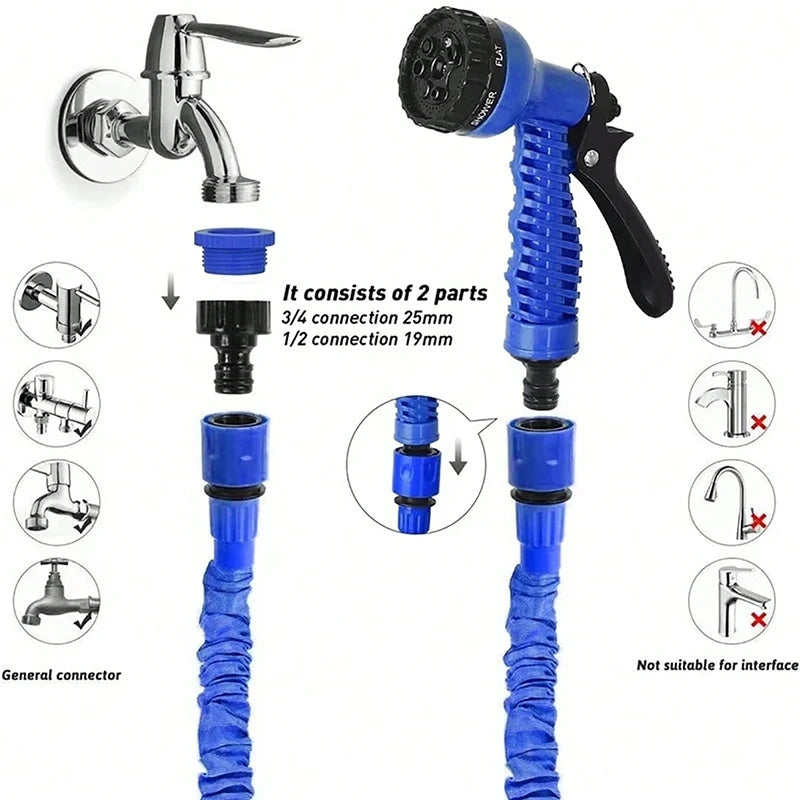 Tuyau d'Arrosage Extensible avec Pistolet Haute Pression 7 Modes