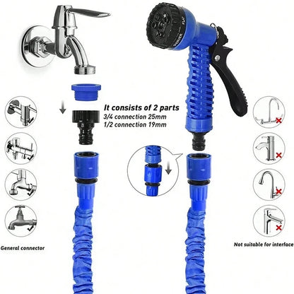Tuyau d'Arrosage Extensible avec Pistolet Haute Pression 7 Modes