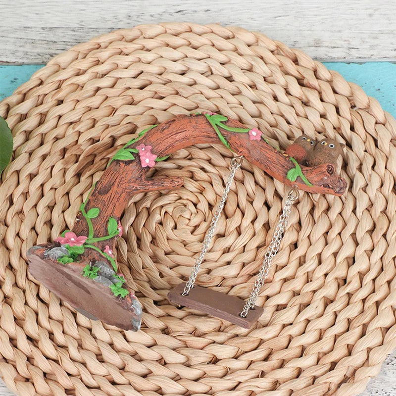 Balançoire Miniature Fée en Résine – Décoration Jardin Féerique, Maison de Poupée & Micro-Paysage (3 Styles)
