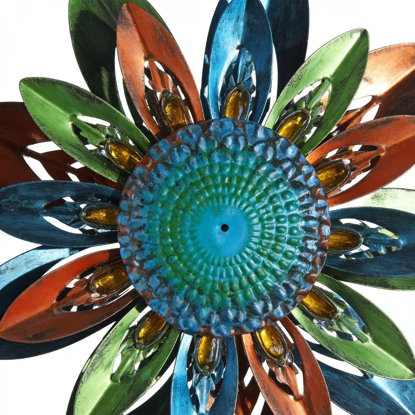 Moulin à Vent Décoratif Tournesol en Métal – Girouette Pivotante 122cm, Décoration Jardin Extérieur