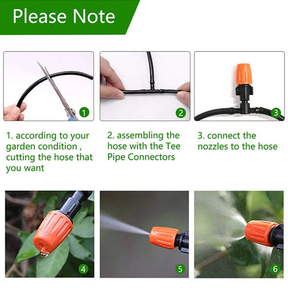 Kit de Brumisation et Irrigation par Aspersion – Tuyau PE 4/7mm, 5m à 20m, Arrosage Automatique Jardin
