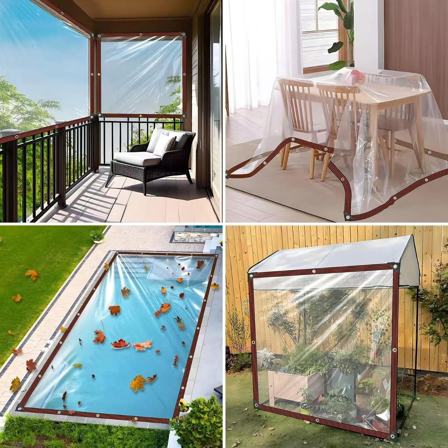Bâche Transparente Imperméable avec Œillets – Protection Pluie Extérieure en PE