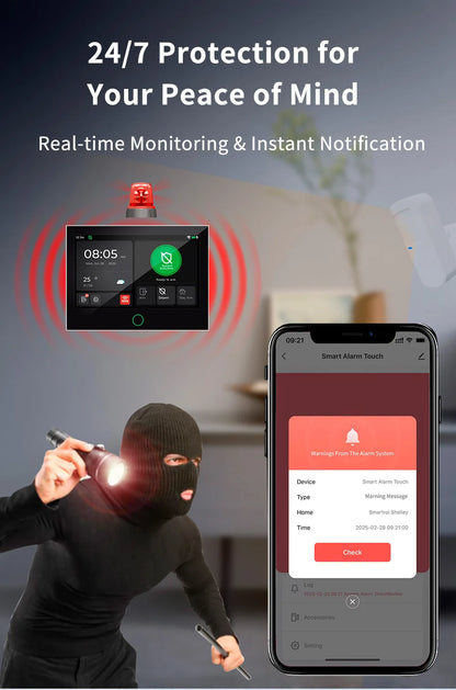 Alarme Maison KERUI G70 – Écran Tactile 7" IPS, 4G/WiFi/GSM, Compatible Tuya, Alexa & Google Home