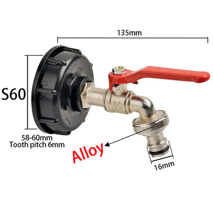 Adaptateur Robinet Cuve IBC S60×6 – Raccord Rapide 16mm Laiton/Alliage | Jardin & Maison