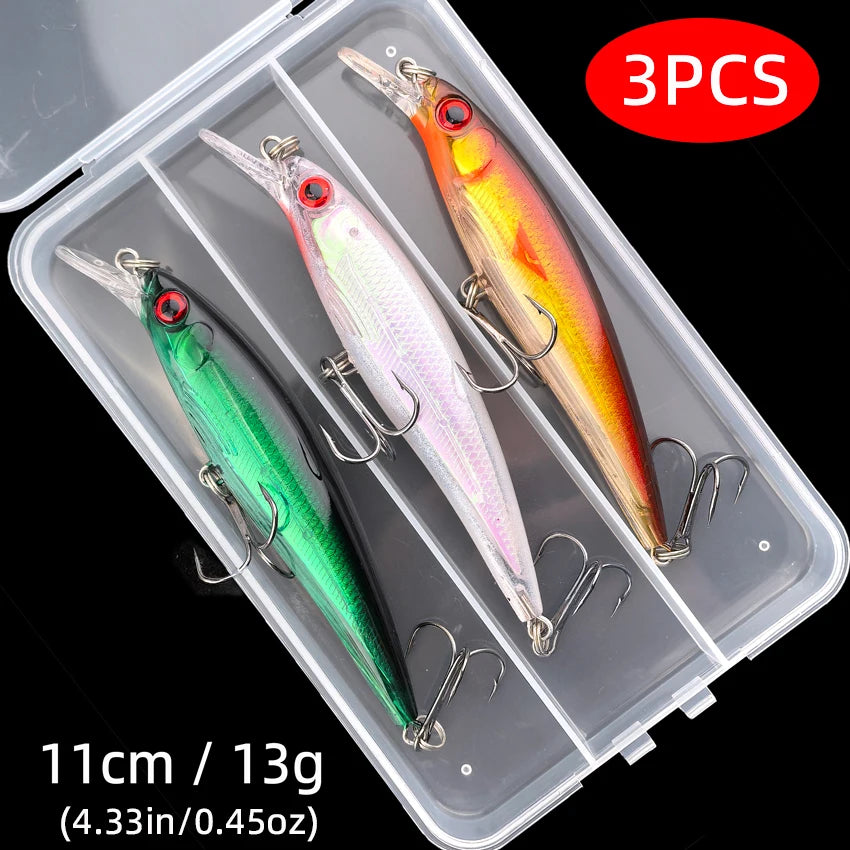 Leurre Pêche Minnow Laser 11cm 13g Poisson Nageur Crankbait Carnassier Brochet Perche Wobbler