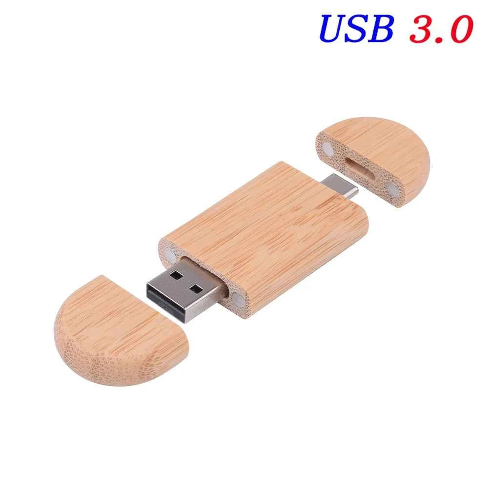Clé USB 3.0 Type-C Bois Personnalisable JASTER - 4GB à 128GB avec Gravure Logo Gratuite