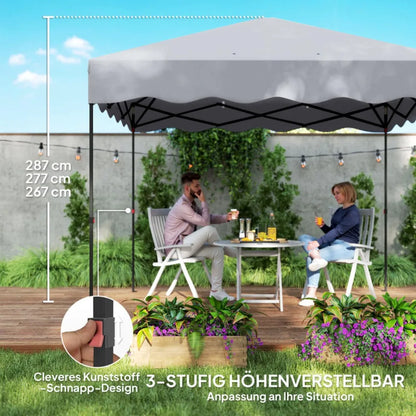 Gazebo Pop-Up 3x3m Hauteur Réglable – Tente de Jardin Oxford UPF50+ avec Sac de Transport | Gris Clair