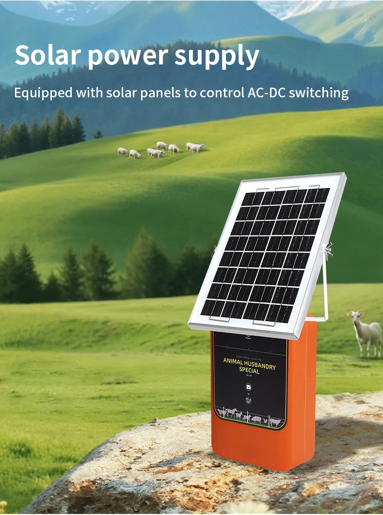 Électificateur de clôture électrique solaire 10 km – 12KV, 1.2J, Batterie 6Ah | Prise EU/US
