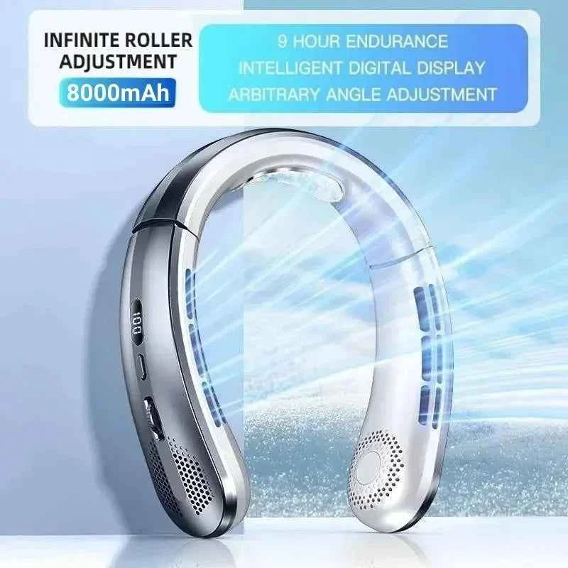Ventilateur Tour de Cou USB 8000mAh – Sans Lames, Rechargeable, 100 Vitesses