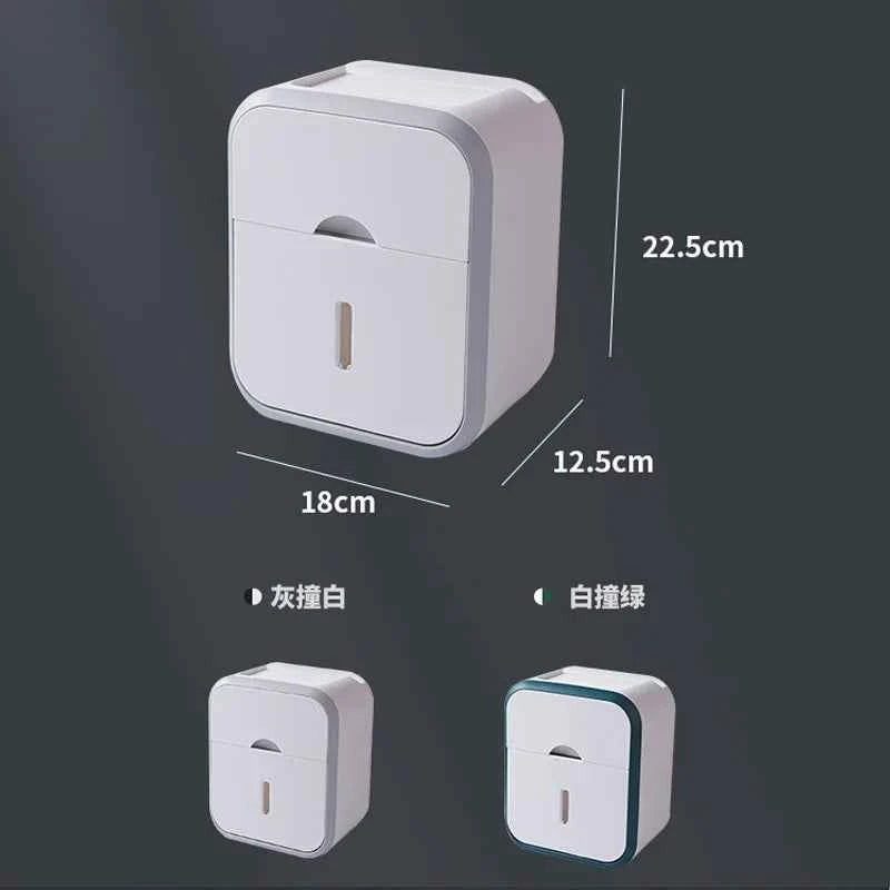 Porte-Papier Toilette Mural Étanche - Boîte de Rangement Sans Perçage Grande Capacité pour Salle de Bain