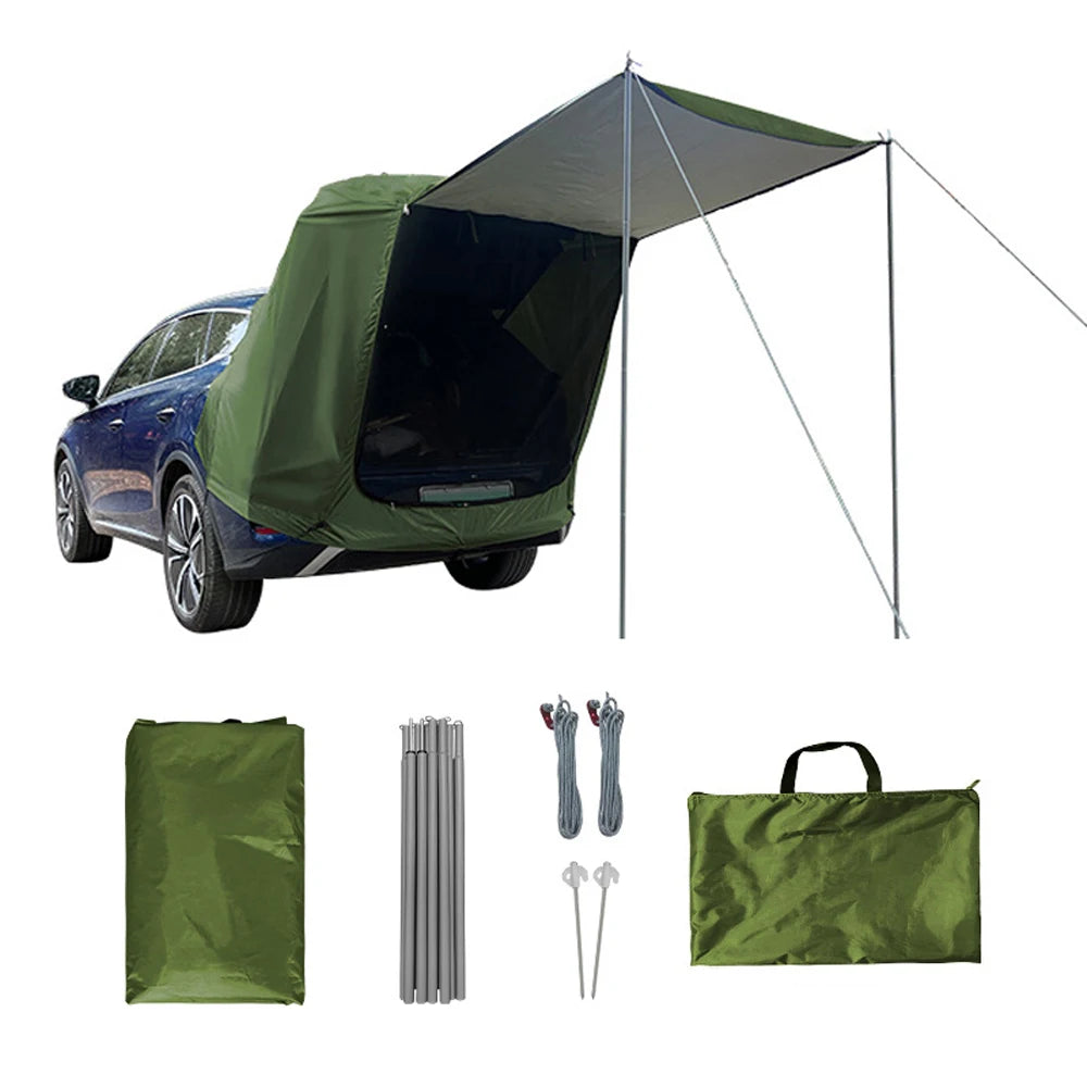 Tente Arrière Voiture Camping - Extension Hayon Imperméable 2.4x2x1.2m - APPRO-DISTRI