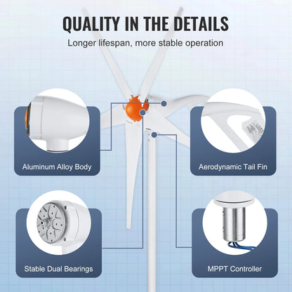Éolienne 12V 500W/800W SucceBuy avec Contrôleur MPPT – Kit Complet