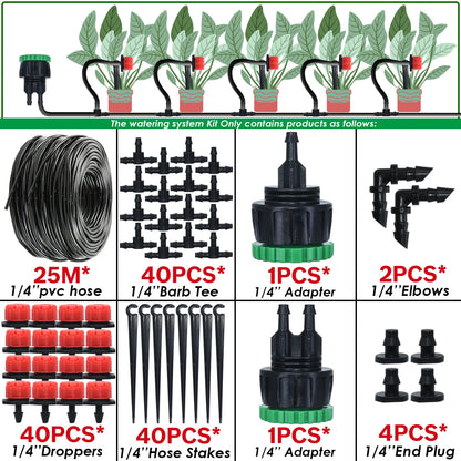 Kit Irrigation Goutte-à-Goutte KESLA – Tuyau 4/7mm, Programmateur & Capteur Pluie (5M à 50M)