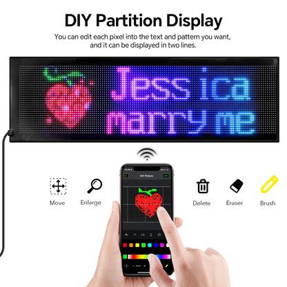 Panneau LED Pixel Flexible USB Bluetooth – Affichage Texte & GIF Personnalisable