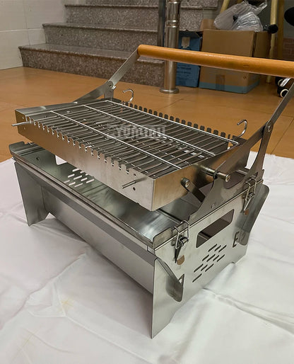 Barbecue à Charbon Rotatif avec Grille Retournable – Démontable | Jardin & Terrasse