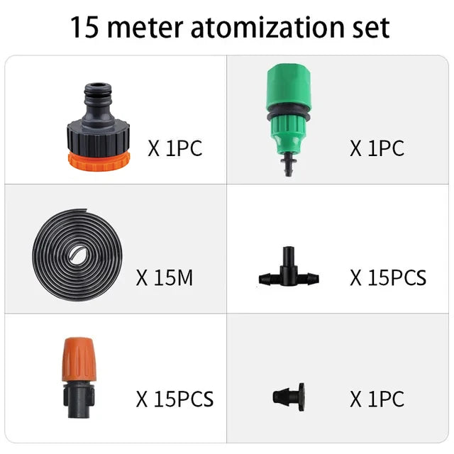 Kit de Brumisation et Irrigation par Aspersion – Tuyau PE 4/7mm, 5m à 20m, Arrosage Automatique Jardin