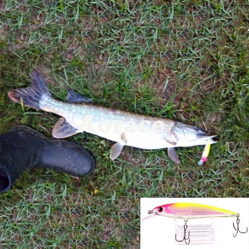 Leurre Pêche Minnow Laser 11cm 13g Poisson Nageur Crankbait Carnassier Brochet Perche Wobbler