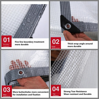 Bâche transparente imperméable PE 180g/m² – Balcon, Serre, Jardin, Camping | 2 couleurs
