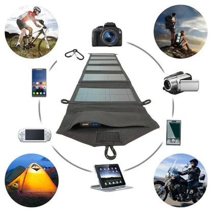 Panneau Solaire Pliable 6 Panneaux 20W – Chargeur USB 5V Portable pour Camping, Randonnée & Power Bank